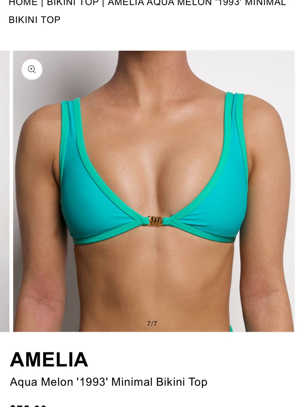 Small 93 Play Street Amelia Aqua Melon Minimal Bikini Top - Aqua Melon
